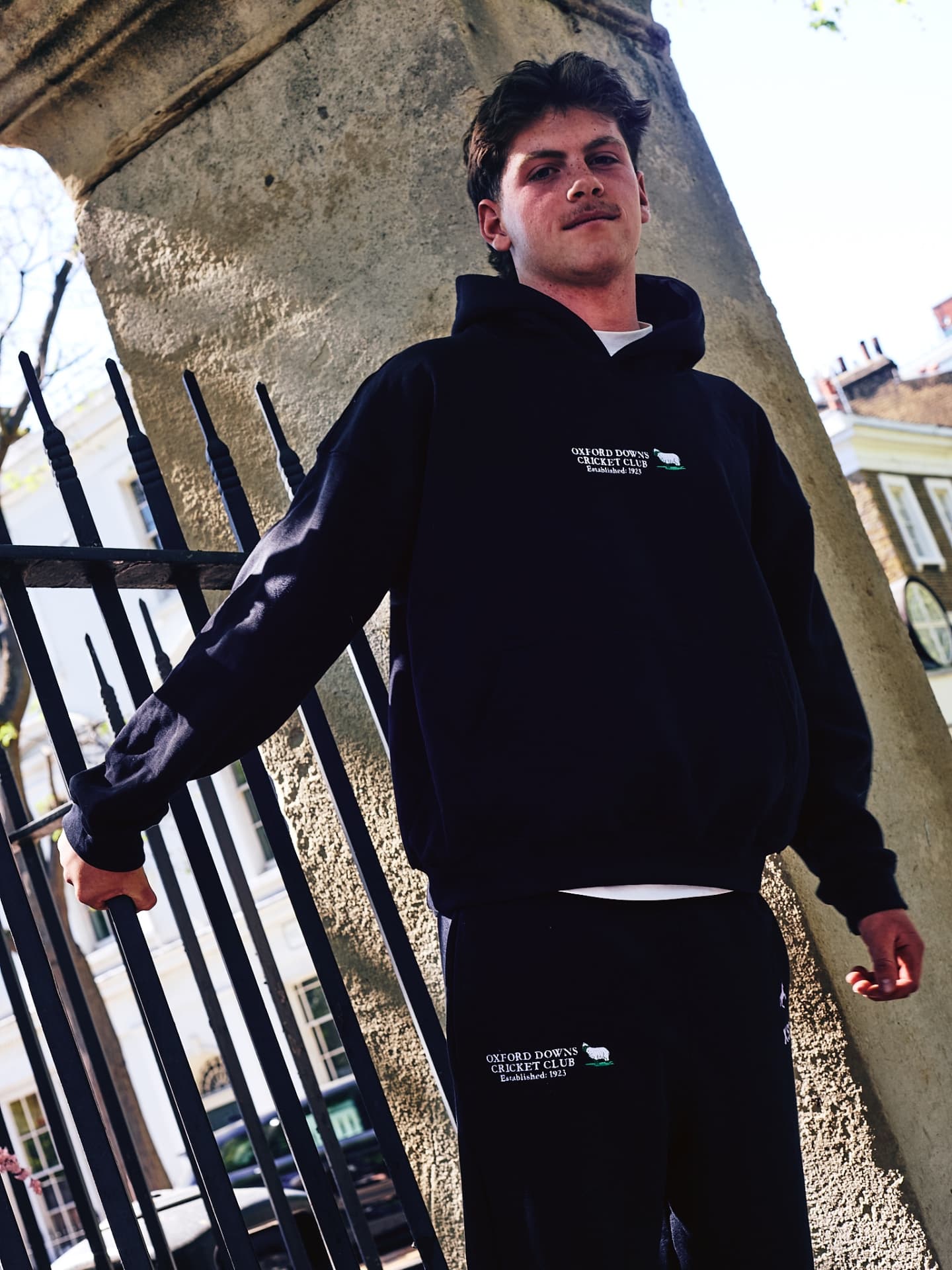 Grey hoodie worn outdoors